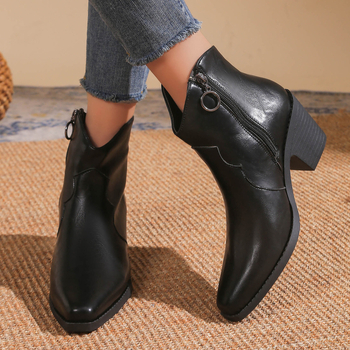 Špičaste Chelsea čizme, jesenske nove martin čizme s debelom petom iz inozemne trgovine 2024., modne čizme u britanskom stilu sa srednjom petom za žene, plus veličine