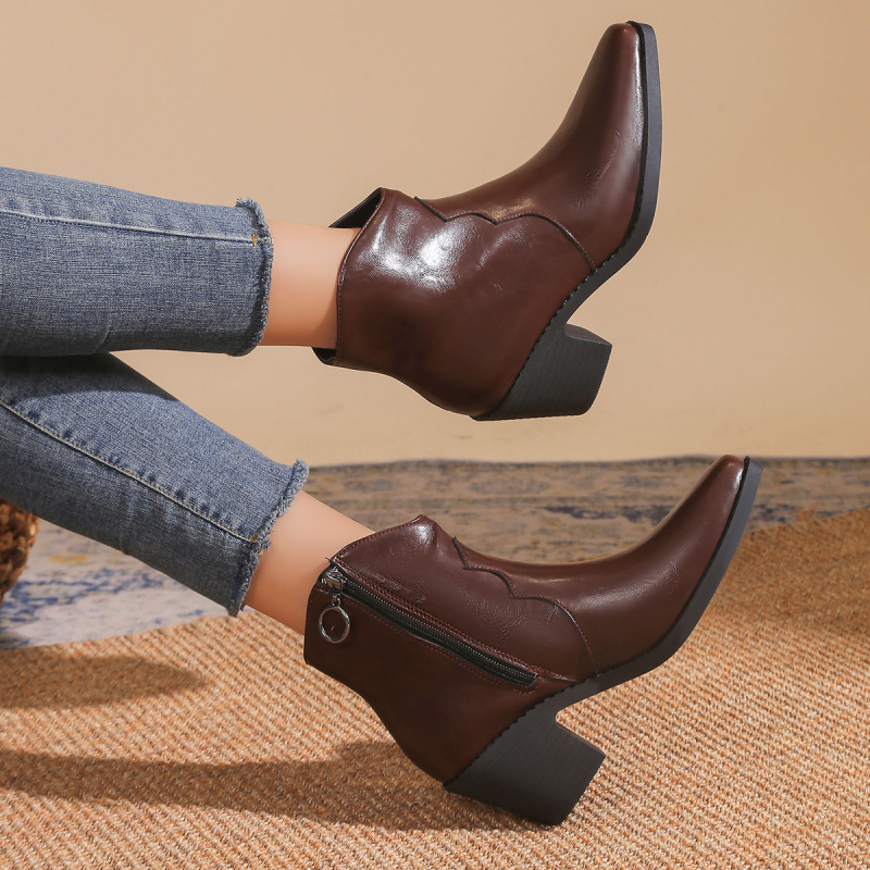 Špičaste Chelsea čizme, jesenske nove martin čizme s debelom petom iz inozemne trgovine 2024., modne čizme u britanskom stilu sa srednjom petom za žene, plus veličine