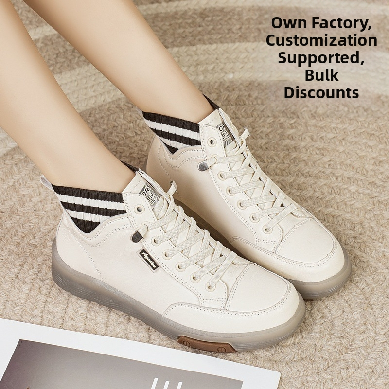 Visoke ležerne gležnjače s mekim potplatom za žene, nove ravne čizme s goveđim potplatom za jesen i zimu 2024., cipele za mame, univerzalne, neklizajuće, udobne