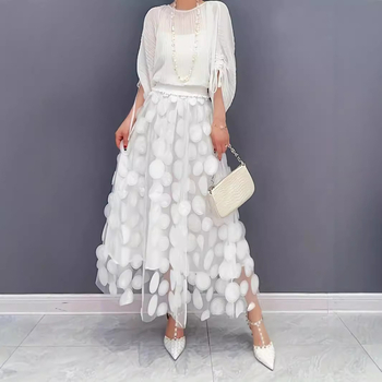 Ευρωπαϊκές και Αμερικανικές Διασυνοριακές Εκρήξεις Άνοιξη και Καλοκαίρι Τρισδιάστατη Διακοσμητική Μπάλα με Ραφή από Πλέγμα Γυναικεία Φούστα μεσαίου Μήκους με Φόδρα