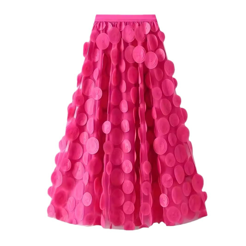 Europske i američke prekogranične eksplozije Proljeće i ljeto Trodimenzionalna dekorativna mrežasta ženska suknja srednje duljine s podstavom
