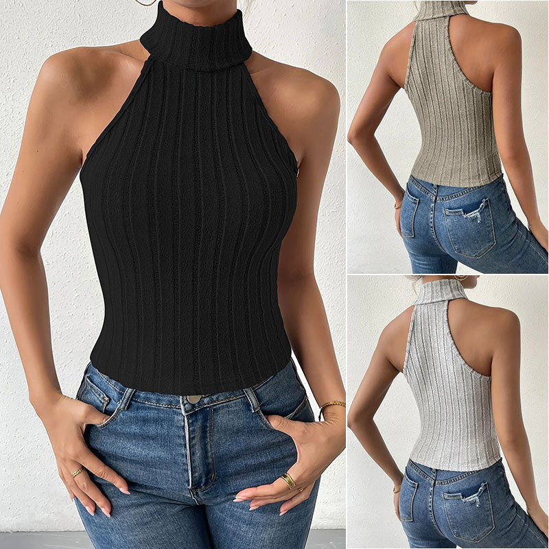 2025 Nové európske a americké exportné vesty s okrúhlym výstrihom, jesenné svetre, dámske luxusné pletené oblečenie bez rukávov od Amazonu