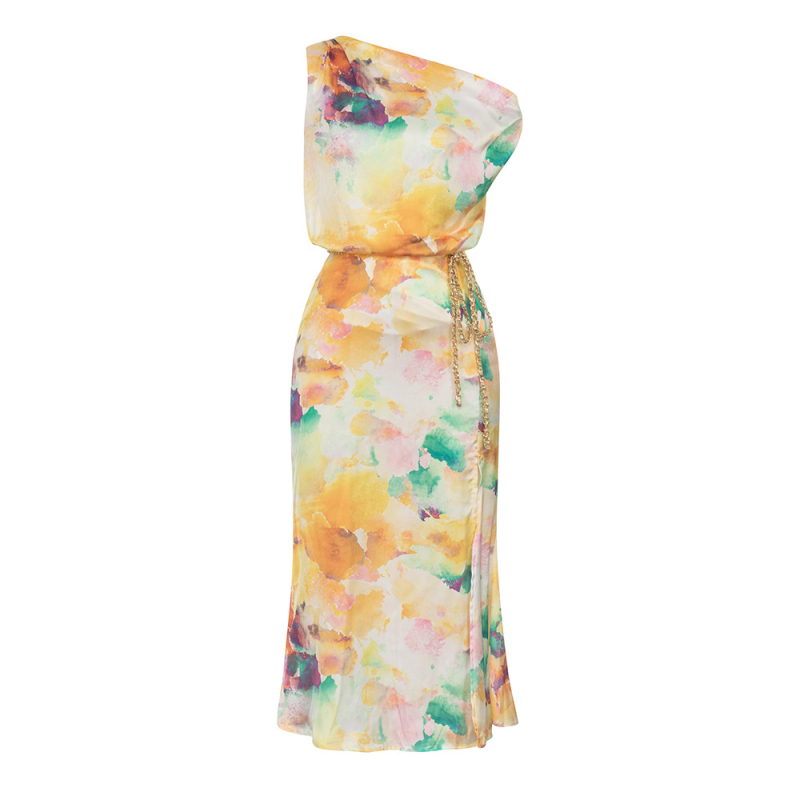 Haljina2023, nova jednostavna seksi haljina s otvorenim ramenima, bočnim naramenicama i cvjetnim uskim krojem za žene