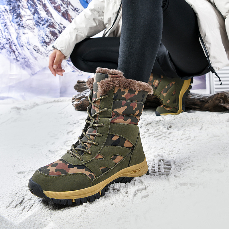 Poros žieminiai vilnos pamušalu sustorinti sniego batai dideli medvilniniai batai vyriški ir moteriški maskuojamieji batai lauko šilti šalčiui atsparūs šilti