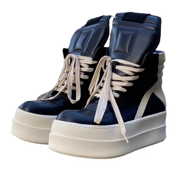 Νέα δερμάτινα ψηλοτάκουνα παπούτσια του 2024 με χοντρή σόλα και ανεστραμμένο τρίγωνο, γυναικεία αθλητικά παπούτσια με στρογγυλή μύτη και κορδόνια.