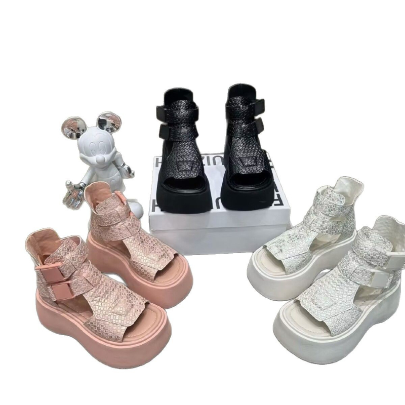 Europske sandale s ribljim prstima, rimske sandale za žene, ljeto 2025., prekogranične nove ženske cipele na platformi, sandale s šupljim kratkim čizmama