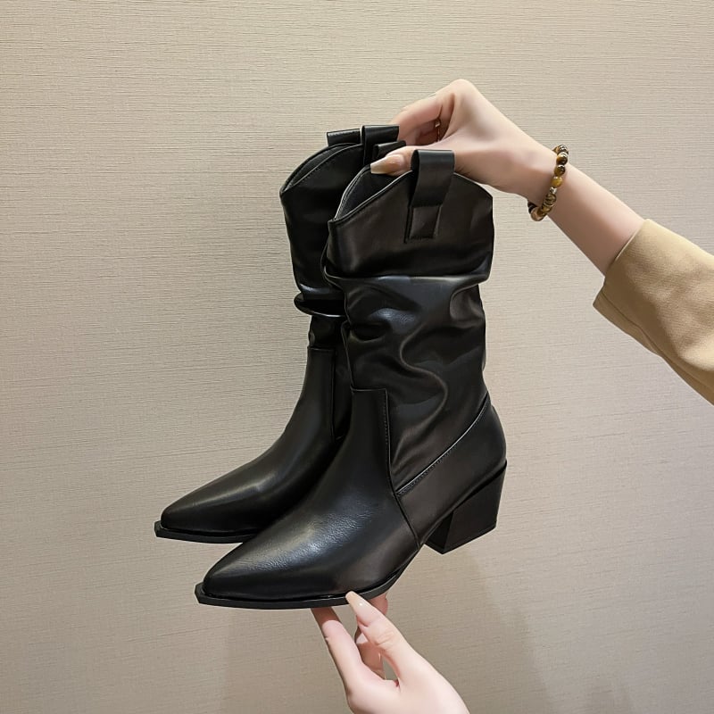 Jesen i zima 2024. Nove zapadnjačke traper čizme s debelom petom u korejskom stilu, niske čizme od brušene kože i Chelsea čizme za žene