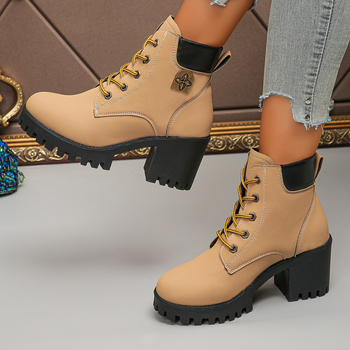 Vanjskotrgovinske velike martin čizme s debelom petom u britanskom stilu za žene 2024. Nove debele potplate, vodootporne, platforme, modne ženske cipele