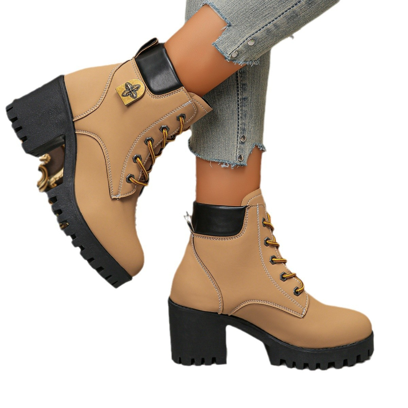 Vanjskotrgovinske velike martin čizme s debelom petom u britanskom stilu za žene 2024. Nove debele potplate, vodootporne, platforme, modne ženske cipele