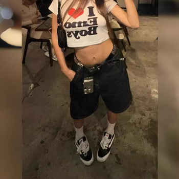 Nové americké retro džínsové šortky, pánske a dámske letné prané, opotrebované modré, módne voľné ležérne nohavice