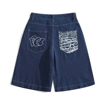 Nové americké retro džínsové šortky, pánske a dámske letné prané, opotrebované modré, módne voľné ležérne nohavice