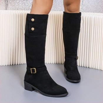 Dámske dlhé čižmy, európske a americké zahraničné obchodné nitované pracky so skladaným dizajnom, nositeľné západné čižmy v štýle Four Seasons