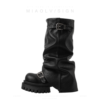 Nove izvrsne čizme za stoku i konje s debelim podom, ženske jesenske čizme u retro stilu iz 2024., duge bačve, viteške čizme