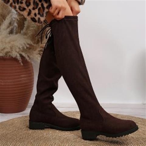 Zahraničný obchod, čižmy nad kolená, elastické, jeseň a zima 2024, nové vysoké čižmy s hrubým podpätkom, jednofarebné, módne dámske čižmy, temu skladom
