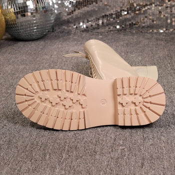 Zimné nové dámske martinské čižmy s hrubou podrážkou, elegantné biele vysoké čižmy s hrubou podrážkou a šnurovaním