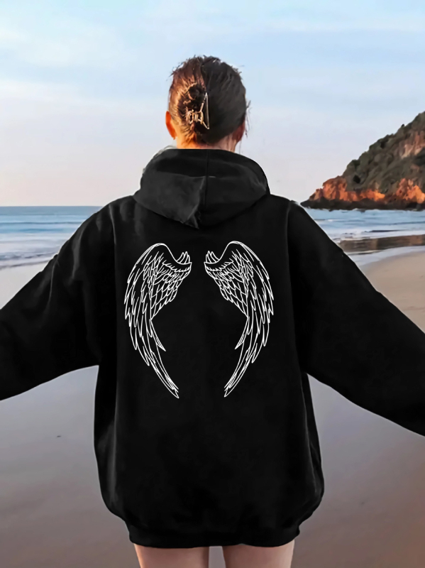 Hoodie s grafičkim printom, ležerna majica s kapuljačom i vezicom