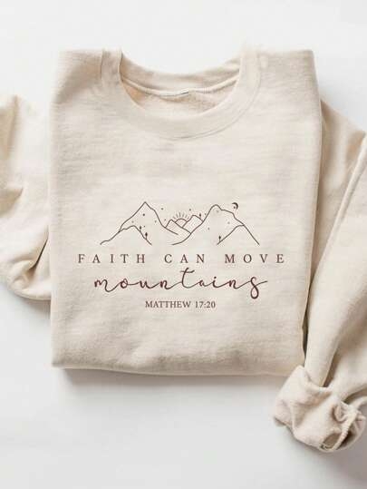 Inawly ženski ležerni top s okruglim izrezom i dugim rukavima, printom slova