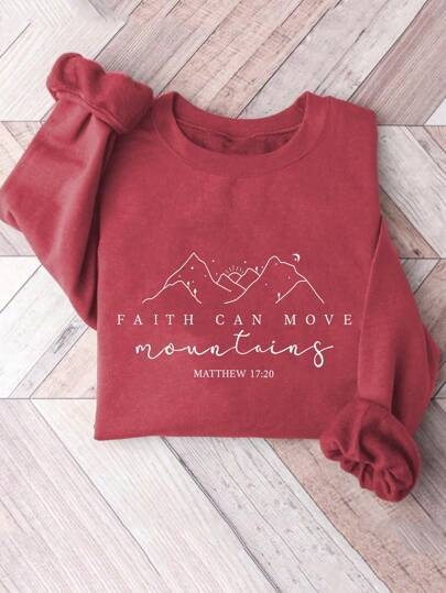 Inawly ženski ležerni top s okruglim izrezom i dugim rukavima, printom slova