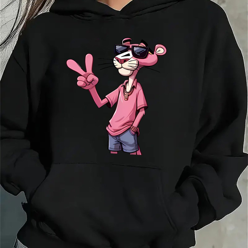 Europska majica s kapuljačom, kreativna, ležerna majica s kapuljačom za žene s printom Pink Panthera