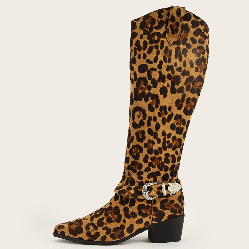 Europske i američke 2023 Nove ženske duge čizme s visokom petom, špicastim, univerzalnim vezenim zapadnjačkim traper viteškim čizmama