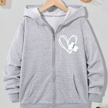 Яке с качулка и джоб с принт на сърце за Свети Валентин