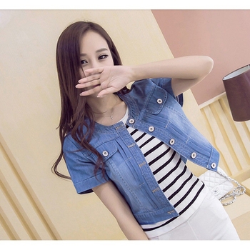 Τζιν μικρό σάλι μικρό παλτό γυναικείο καλοκαιρινό κοντομάνικο εξωτερικό ζακέτα λεπτό τοπ ευέλικτο μικρό γιλέκο