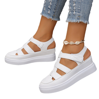 Letné nové sandále s hrubou podrážkou, zakryté špičkou, priedušné dámske sandále, zahraničný obchod, plus size, hubovité sandále s hrubou podrážkou a suchým zipsom