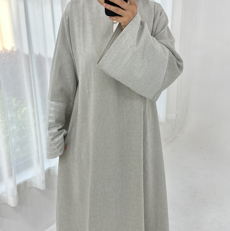 Loriya2024tiktok e-commerce móda výstrih do V výšivky Dubaj turecké elegantné šaty župan LR813