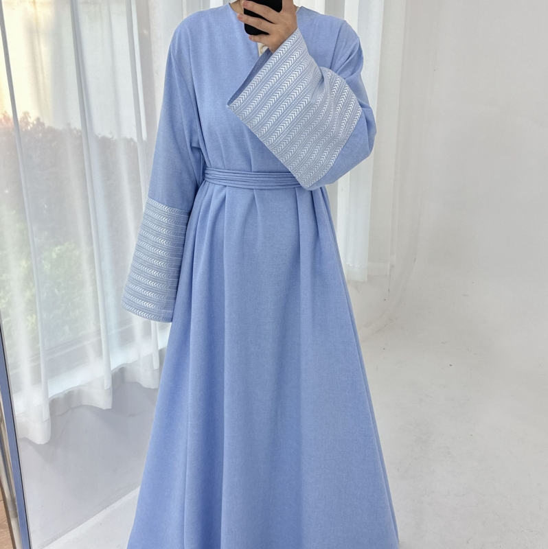 Loriya2024tiktok e-commerce móda výstrih do V výšivky Dubaj turecké elegantné šaty župan LR813