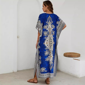 Skutočná snímka európskej a americkej nezávislej stanice ebay cezhraničná letná blúzka s netopierím rukávom v páse na plážovú dovolenku 2025