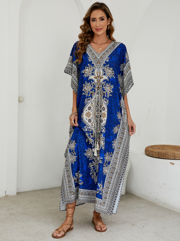 Skutočná snímka európskej a americkej nezávislej stanice ebay cezhraničná letná blúzka s netopierím rukávom v páse na plážovú dovolenku 2025