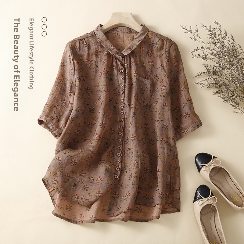 Letné nové elegantné farebné jednoduché tričko s krátkym rukávom, kvetinový vzor, kardigan, voľné tričko s tenkým rukávom a stredným rukávom