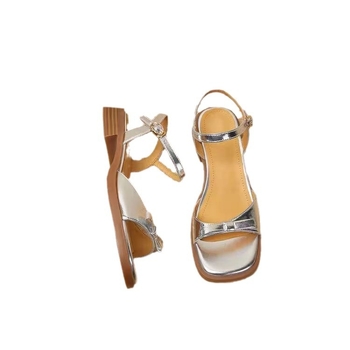 Elegantné univerzálne sandále s mašľou, leto 2024, nový štýl, elegantné dámske sandále s otvorenou špičkou a stredným podpätkom, štvorcovou špičkou a PU