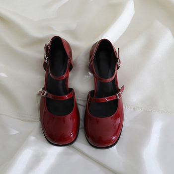 Λευκά σανδάλια Mary Jane σε γαλλικό στιλ, καλοκαίρι 2024, νέα παπούτσια JK με μεσαίο τακούνι και φούστα, μικρά δερμάτινα παπούτσια, καλοκαιρινά All-match