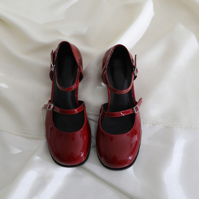 Dámske biele sandále Mary Jane vo francúzskom štýle, leto 2024, nové topánky JK so stredným podpätkom a sukňou, malé kožené letné topánky, univerzálne