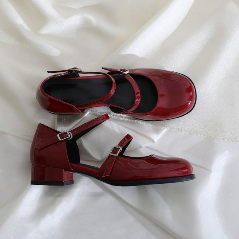 Dámske biele sandále Mary Jane vo francúzskom štýle, leto 2024, nové topánky JK so stredným podpätkom a sukňou, malé kožené letné topánky, univerzálne