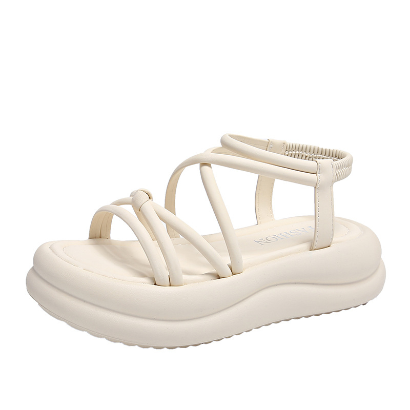 Dámske sandále s mäkkou podrážkou, platformou a prekríženým remienkom v rímskom štýle, nové, s predĺženým opätkom a mäkkou podrážkou, nové leto 2024