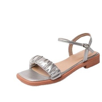 Μοντέρνα σανδάλια ανοιχτά δάχτυλα με χοντρό τακούνι, γυναικεία καλοκαιρινά παπούτσια για μεγάλα μεγέθη, με τετράγωνη μύτη και απλό τακούνι αέρα στο πίσω μέρος.