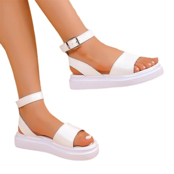 Prekogranične plus size lagane plate platforme sandale za žene, ljeto 2025., nove europske i američke sandale s kopčom od jedne riječi, jednostavne ležerne ženske sandale