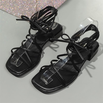 Dámske sandále s remienkami Cross Border Large Strappy Sandále pre leto 2025 Nové americké sandále s tenkým remienkom Rímske sandále Dámske sandále s výrezom