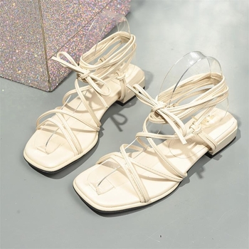 Γυναικεία σανδάλια μεγάλου μεγέθους με λουράκια, καλοκαίρι 2025, νέα αμερικανικά σανδάλια με λεπτά λουράκια, ρωμαϊκά σανδάλια, γυναικεία σανδάλια με κοψίματα