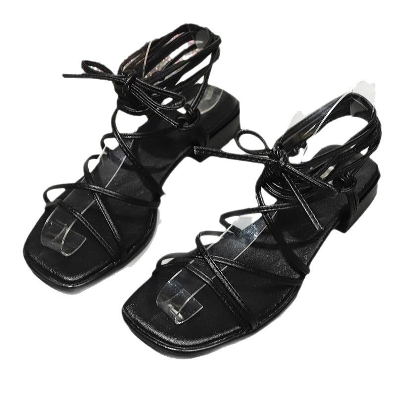 Dámske sandále s remienkami Cross Border Large Strappy Sandále pre leto 2025 Nové americké sandále s tenkým remienkom Rímske sandále Dámske sandále s výrezom