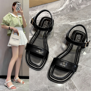 Γυναικεία Παπούτσια Plus Size 2024 Νέα Καλοκαιρινά Σανδάλια με Αγκράφα και Ανοιχτά Δάχτυλα σε Στυλ Νεράιδας, Ευέλικτα Απλά Γυναικεία Φλατ Σανδάλια