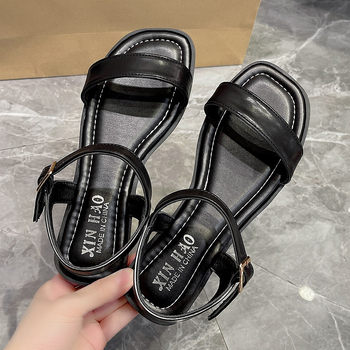 Γυναικεία Παπούτσια Plus Size 2024 Νέα Καλοκαιρινά Σανδάλια με Αγκράφα και Ανοιχτά Δάχτυλα σε Στυλ Νεράιδας, Ευέλικτα Απλά Γυναικεία Φλατ Σανδάλια