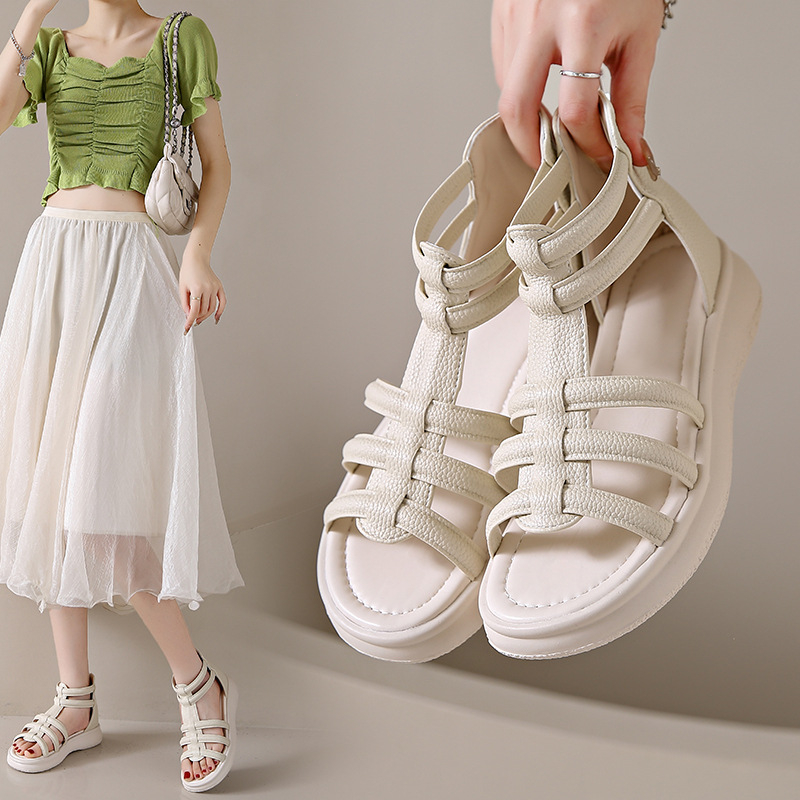 Ženske sandale s debelim potplatom, ljetne nove modne sandale s mekim potplatom i patentnim zatvaračem straga, u vilinskom stilu