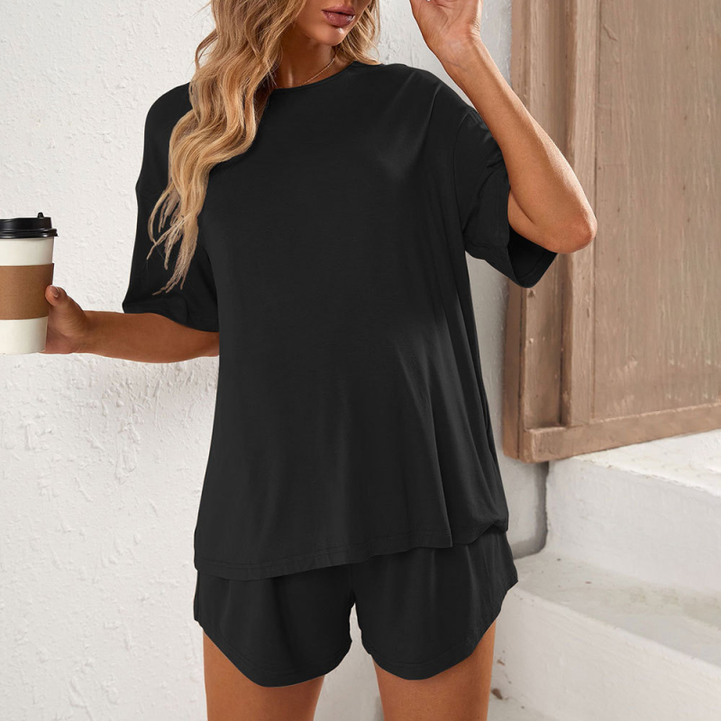 Jarná a letná súprava európskeho a amerického cezhraničného jednoduchého dochádzania v čisto farebných farbách pre ženy, ktorú možno nosiť vonku, ležérne šortky, dvojdielna súprava