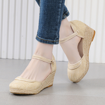 Ženske ljetne sandale s klinovima za vanjsku trgovinu, modne prozračne sandale s kopčom i visokim potpeticama, putne sandale za žene