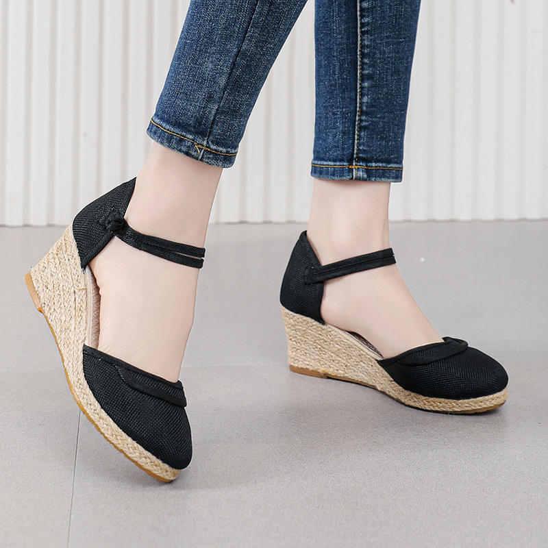 Ženske ljetne sandale s klinovima za vanjsku trgovinu, modne prozračne sandale s kopčom i visokim potpeticama, putne sandale za žene