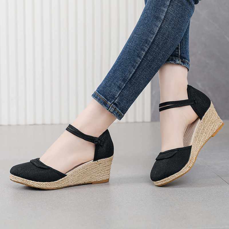 Ženske ljetne sandale s klinovima za vanjsku trgovinu, modne prozračne sandale s kopčom i visokim potpeticama, putne sandale za žene