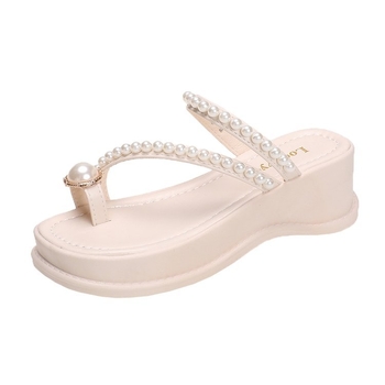 Nove ljetne sandale s perlicama u korejskom stilu, moderne, slatke papuče na platformi, ženske cipele, za ljeto 2024.